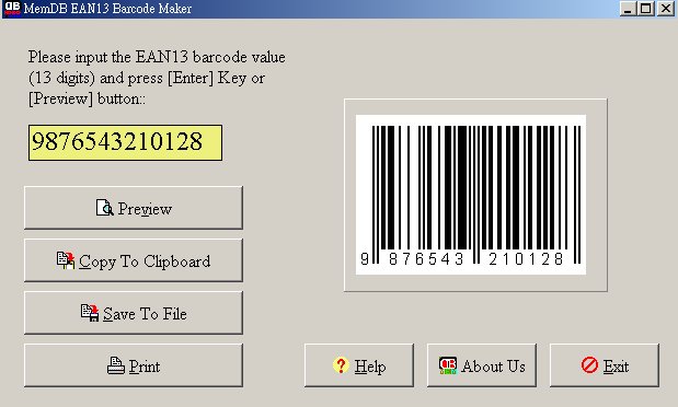 Screenshot for MemDB EAN13 Barcode Maker 1.0